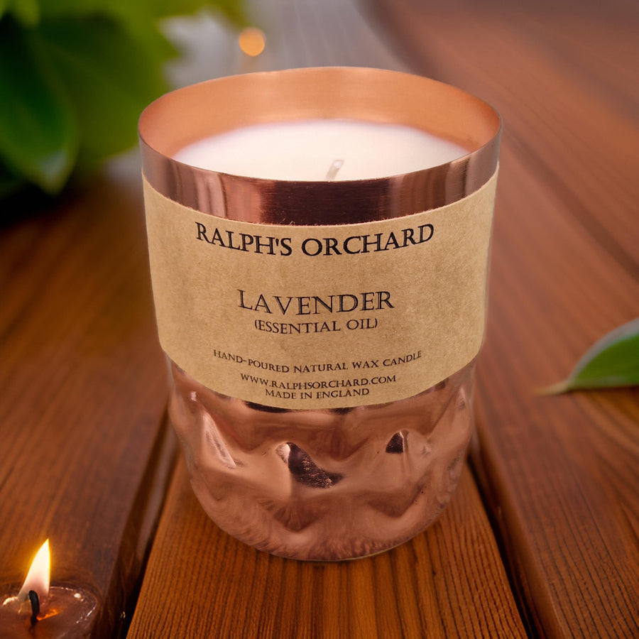 Premium lavender essential oil candle, 100% pure aromatherapy for relaxation and calm, cruelty-free eco-friendly soy wax with cotton wick by Ralph's Orchard at brixbailey.com