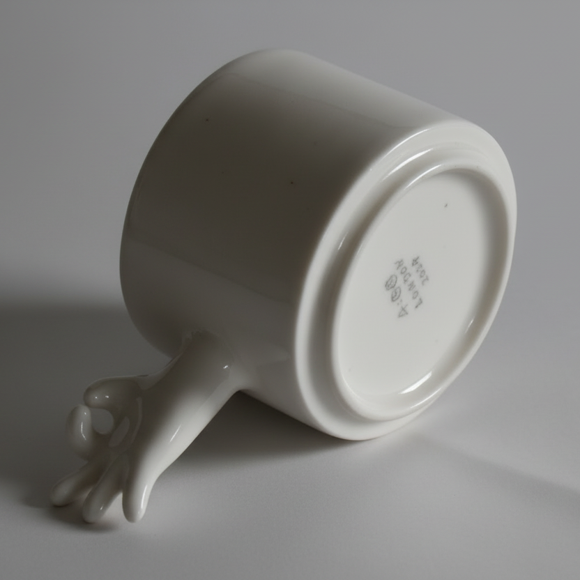 Gesture Ceramic Cup – Handmade Porcelain Coffee Cup（Okay）