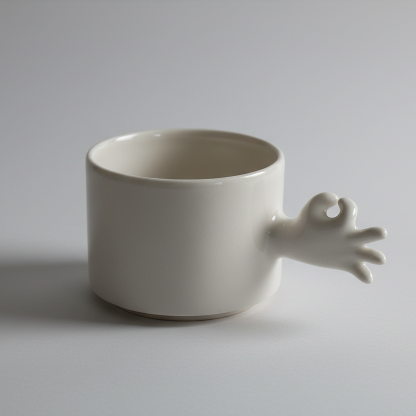 Gesture Ceramic Cup – Handmade Porcelain Coffee Cup（Okay）