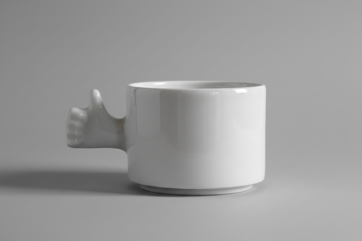 Gesture Ceramic Cup – Handmade Porcelain Coffee Cup（thumb up）