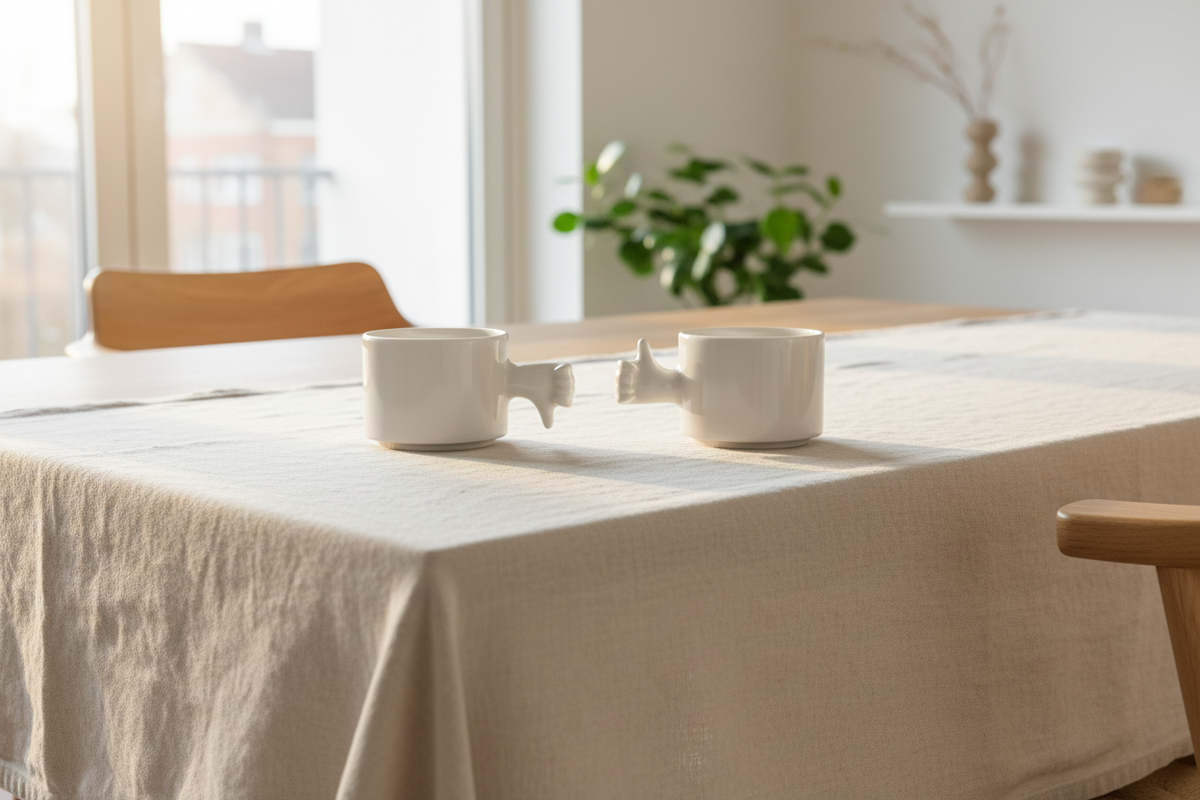 Gesture Ceramic Cups – Handmade Porcelain Coffee Cup（Thumb up down）