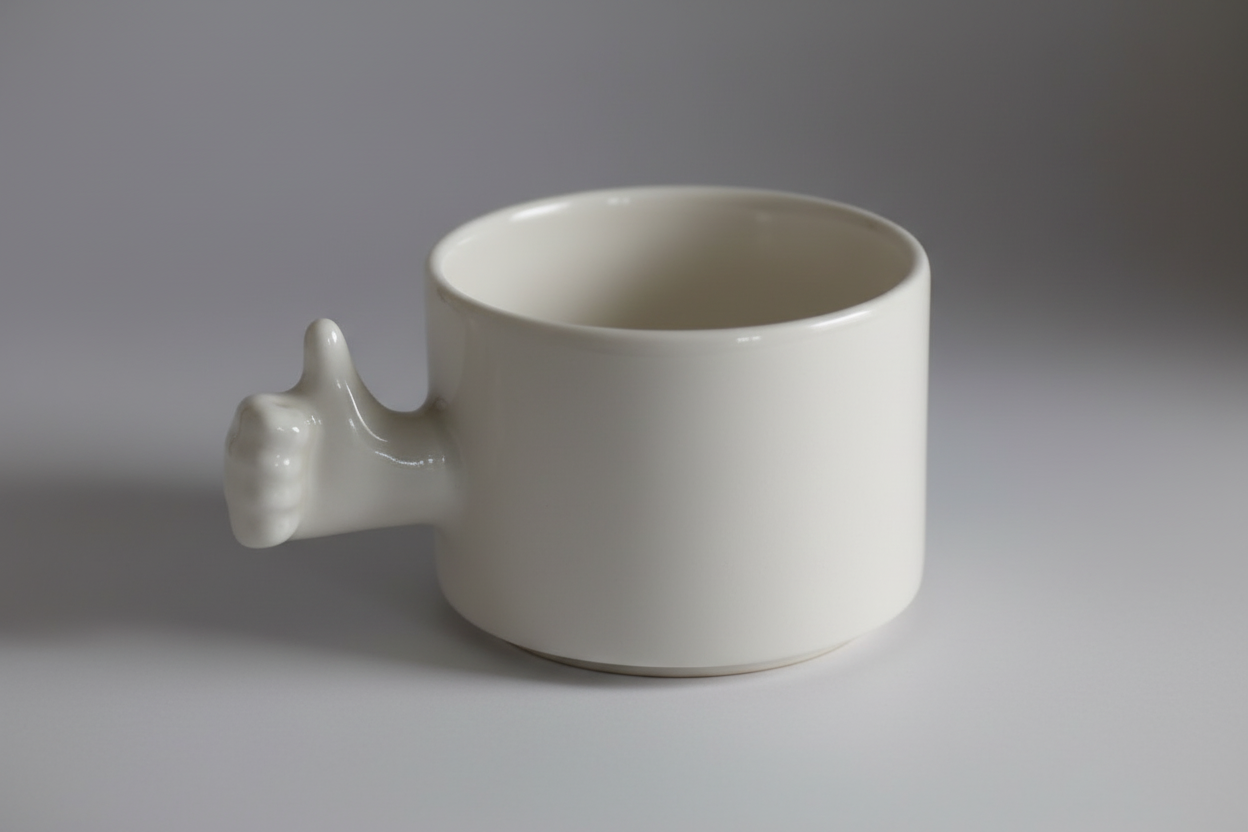 Gesture Ceramic Cup – Handmade Porcelain Coffee Cup（thumb up）