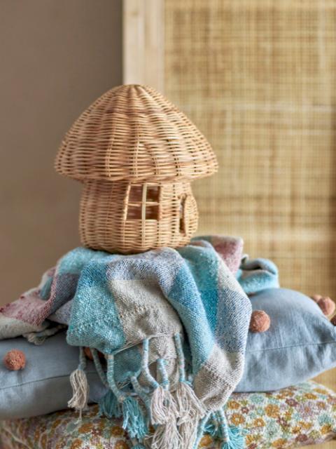Luxury rattan toadstool fairy house, stylish decorative dolls house with removable roof and opening door, best-selling kids room decor by Ella James at brixbailey.com
