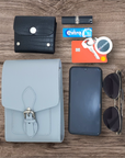 Handmade Leather Festival Phone Bag - Ghost Grey