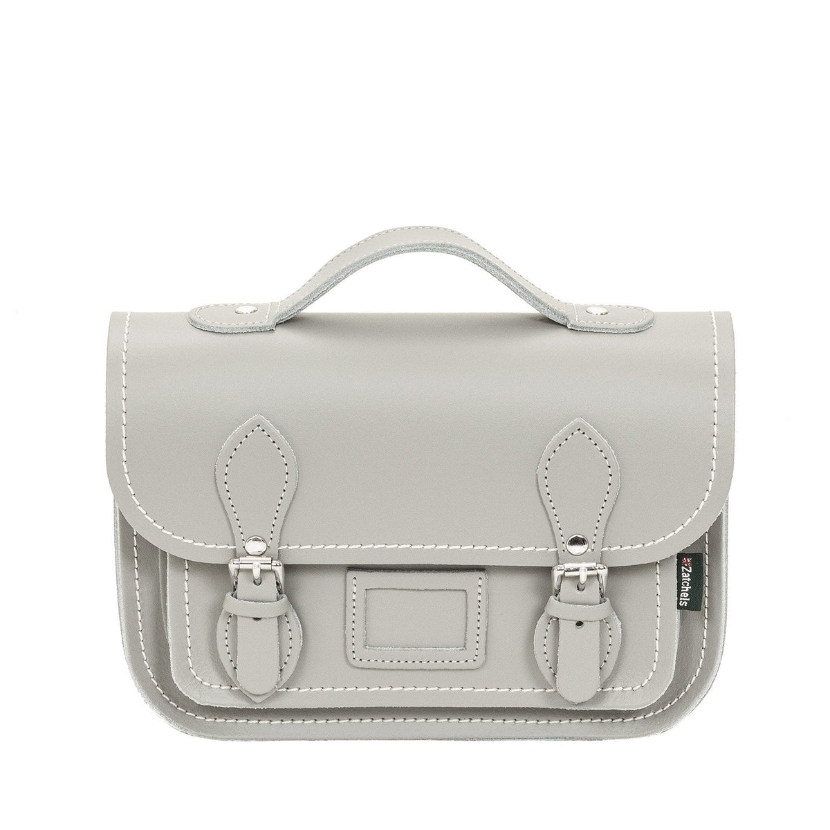 Leather Midi Satchel - Ghost Grey