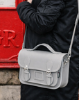 Leather Midi Satchel - Ghost Grey