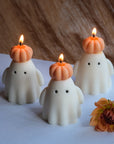 Ghost Candle with Pumpkin Hat