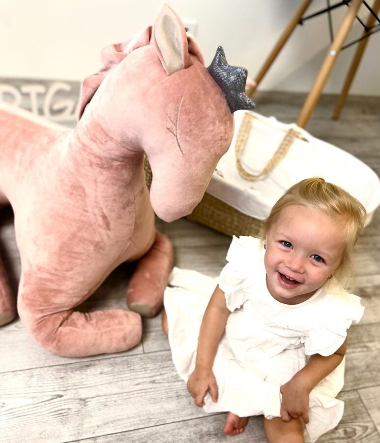 Giant Velvet Wingless Pegasus Toy in Dusty Pink