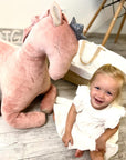 Giant Velvet Wingless Pegasus Toy in Dusty Pink