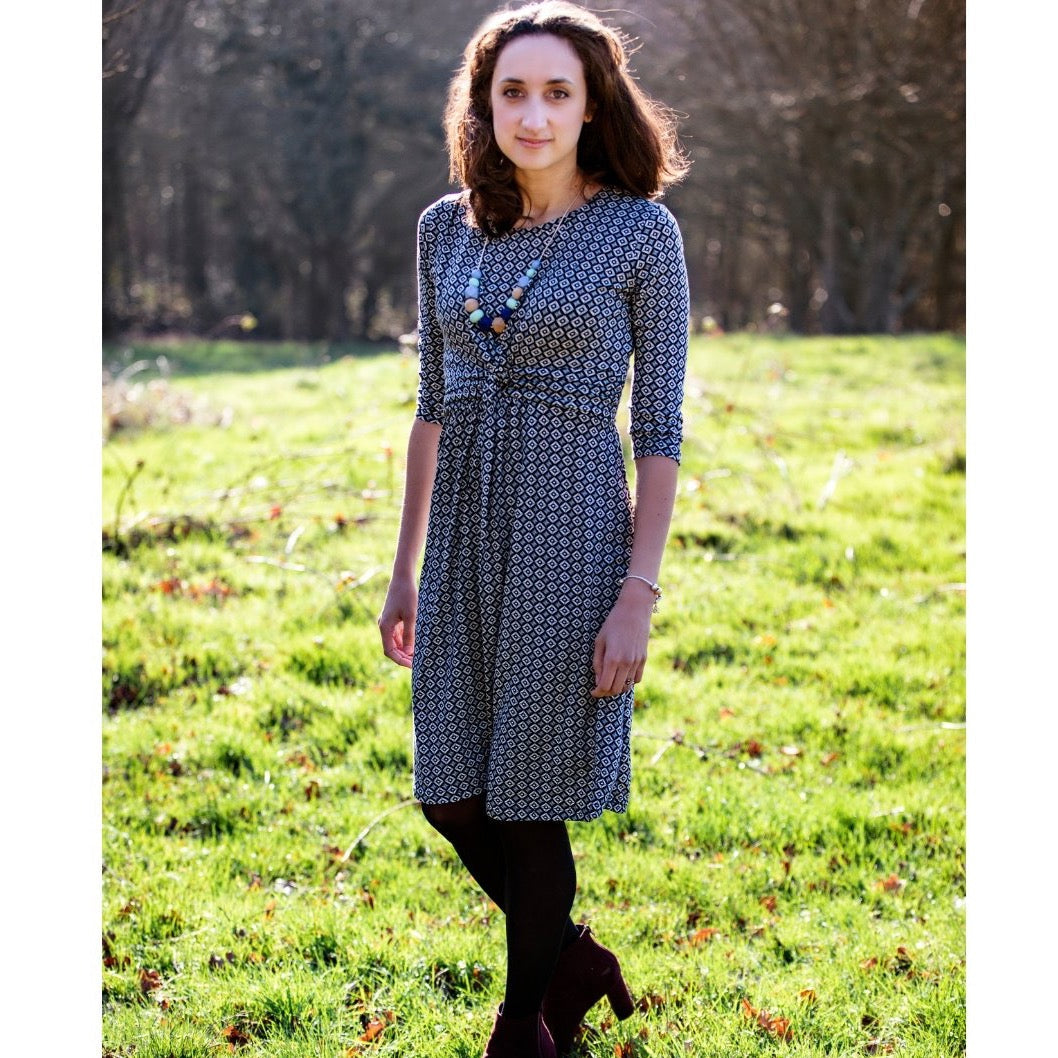 Gina Geo Breastfeeding Dress Blue