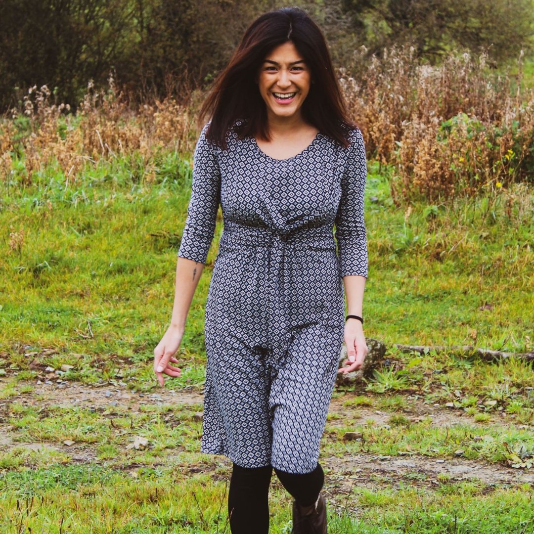 Gina Geo Breastfeeding Dress Blue