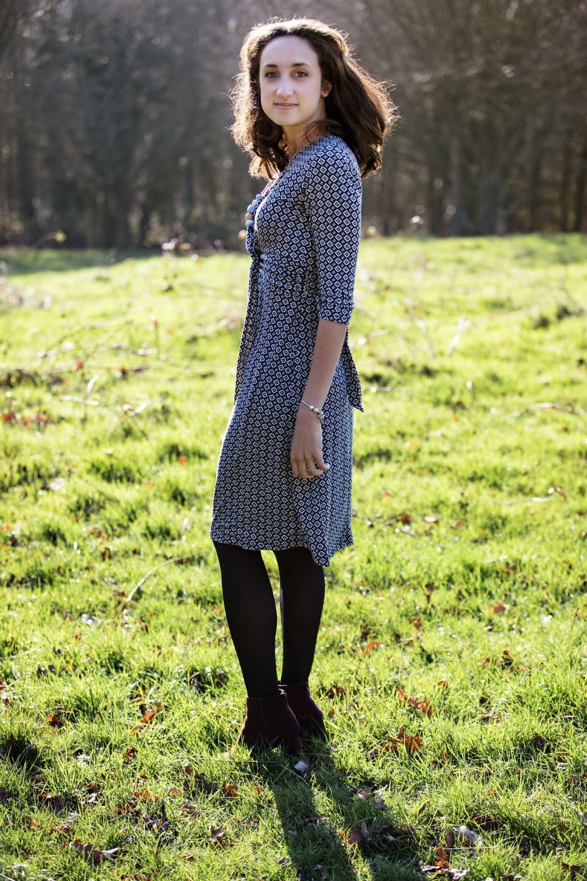 Gina Geo Breastfeeding Dress Blue