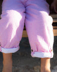 Fuchsia Seersucker Dungarees