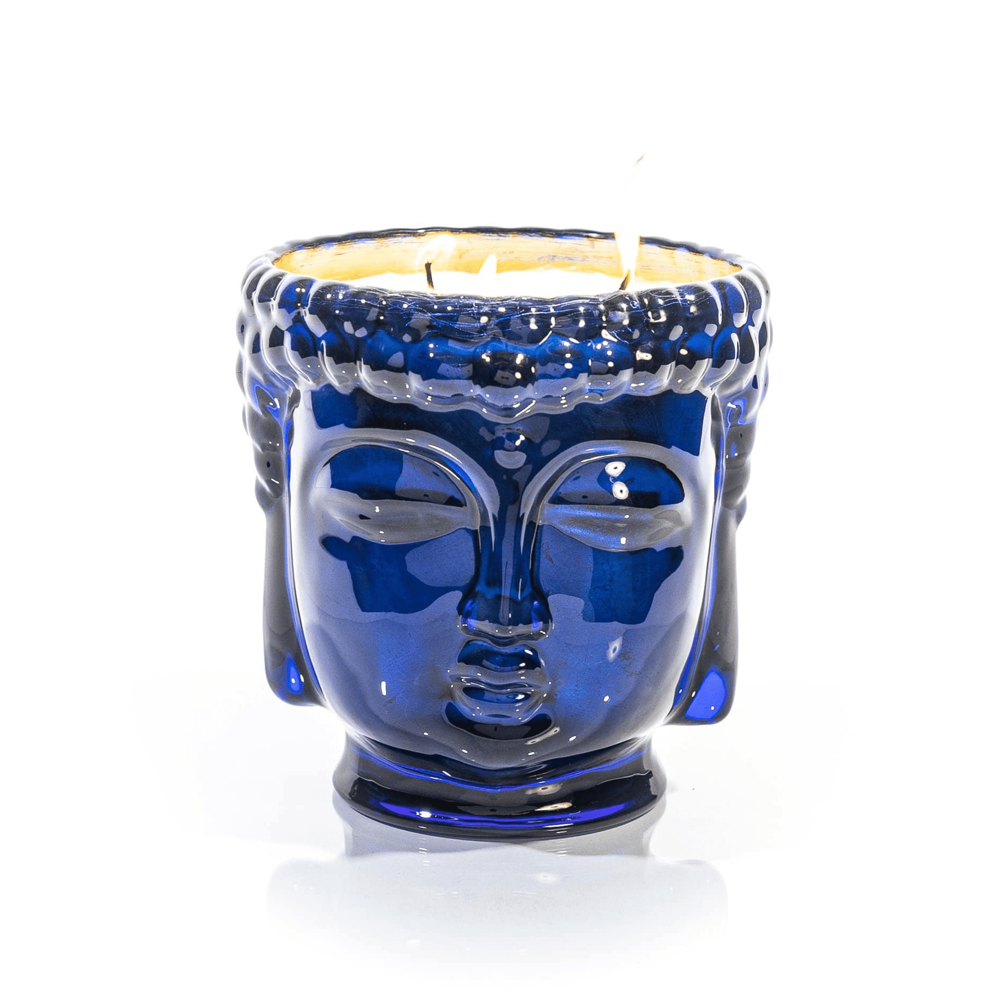 24K Gold Sapphire Blue Glass Buddha Royale Candle