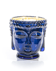 24K Gold Sapphire Blue Glass Buddha Royale Candle