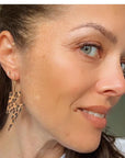 Gold and leopard lightning bolt earrings