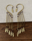 Boho Feather Chain Ear Cuff Earrings – Brass/Silver Statement Earrings