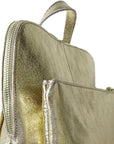 Gold Metallic Leather Backpack – Versatile & Sophisticated by Sostter at brixbailey.com