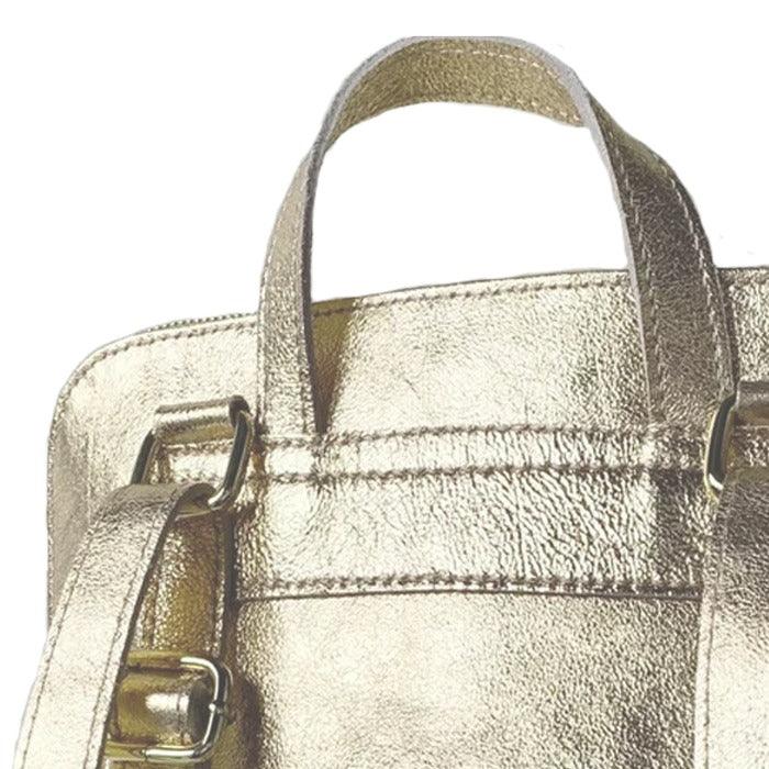 Gold Metallic Leather Backpack – Versatile &amp; Sophisticated Style by Sostter at brixbailey.com