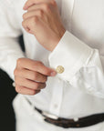 Personalised Gold Cufflinks – Photo Engraved Pair with Chrome Case