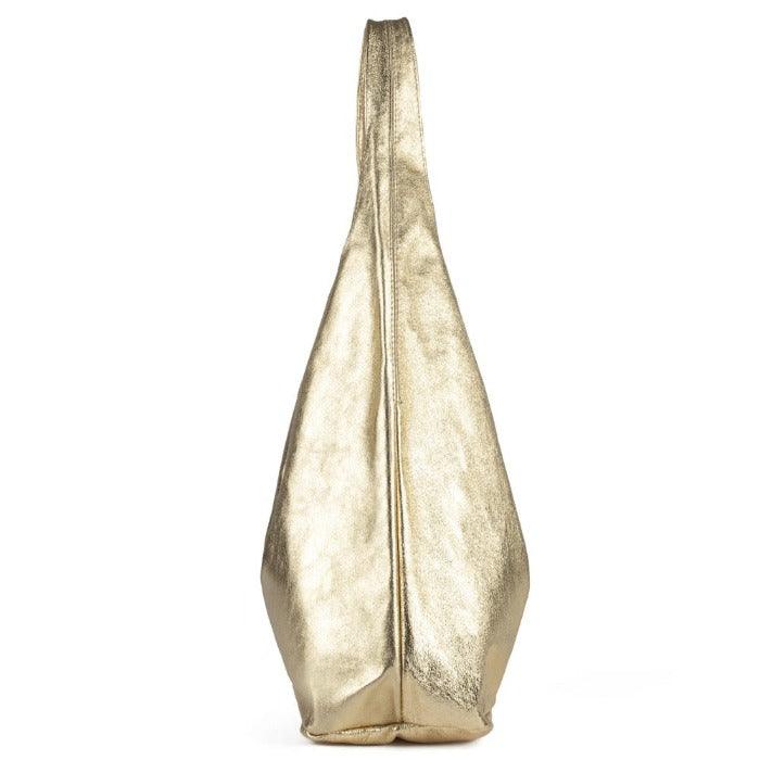 Gold Metallic Leather Hobo Shoulder Bag - Brix + Bailey