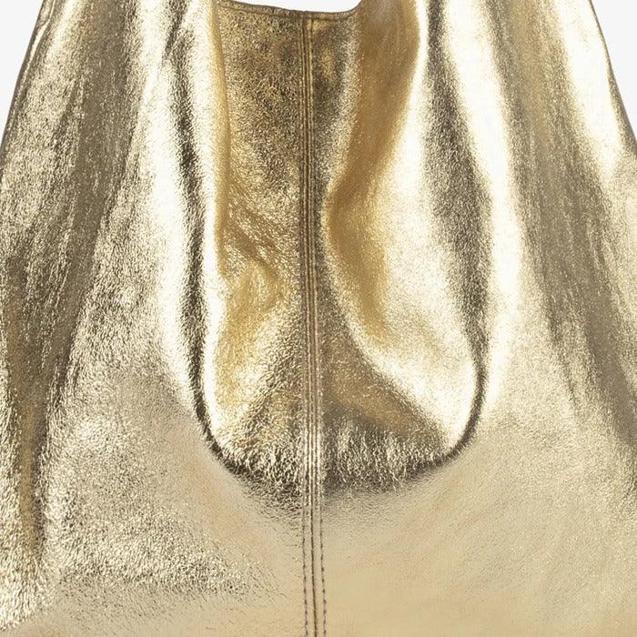 Gold Metallic Leather Hobo Shoulder Bag - Brix + Bailey