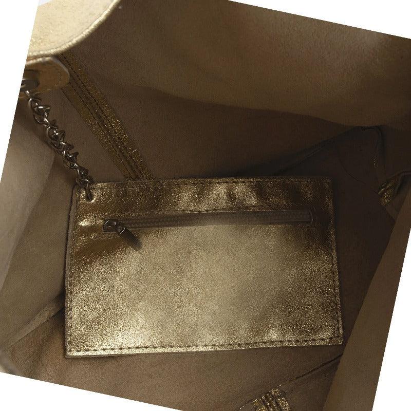 Gold Metallic Leather Hobo Shoulder Bag - Brix + Bailey