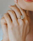 Gold or Silver Green Quartz Ring - Luna