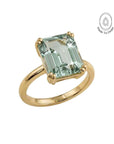 Gold or Silver Green Quartz Ring - Luna