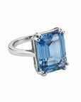 Gold or Silver Ocean Blue Topaz Ring - Bali