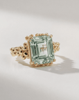 Gold or Silver Statement Green Quartz Ring - Giselle