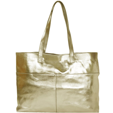 Gold Horizontal Metallic Leather Tote Bag Brix and Bailey Ethical Bag Brand