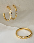 Gold White Topaz Gemstone - Seren Hoops