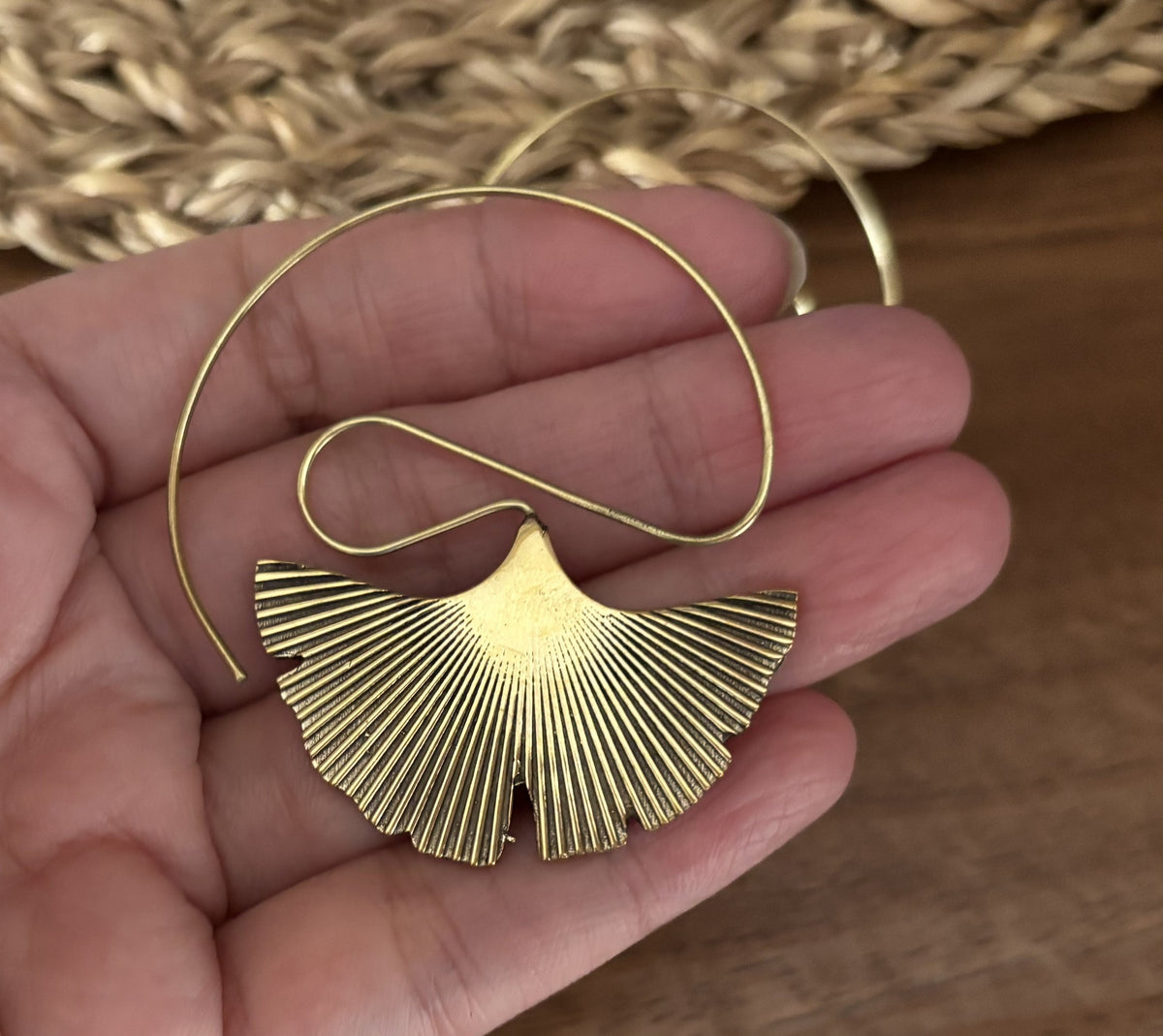 Ginkgo Whisper Earrings – Sculpted Botanical Statement Drops.