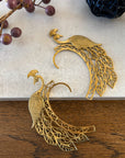Boho Peacock Filigree Ear Cuff - No Piercing Wrap Earring in Silver & Gold