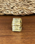 Engraved Brass Shield Ring — Nomad Crest