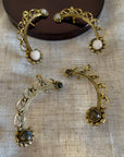 Boho Crescent Ear Cuff with Labradorite/Moonstone - Gold & Silver Ear Wrap