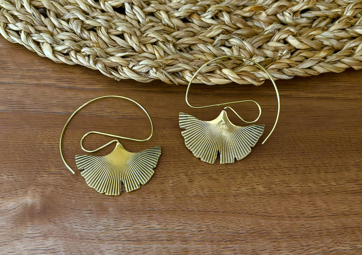 Ginkgo Whisper Earrings – Sculpted Botanical Statement Drops.