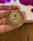 Bohemian Filigree Hoop Earrings in Gold & Silver Finish – Ethnic Statement Earrings