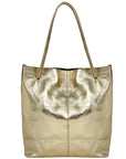 Gold Drawcord Metallic Leather Hobo Shoulder Bag Brix Bailey Ethical Sustainable Metallic Bag 