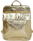 Gold Metallic Leather Convertible Backpack Shoulder Bag Brix and Bailey Sostter