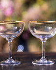 Crystal Champagne Saucers with Gold Rim Design