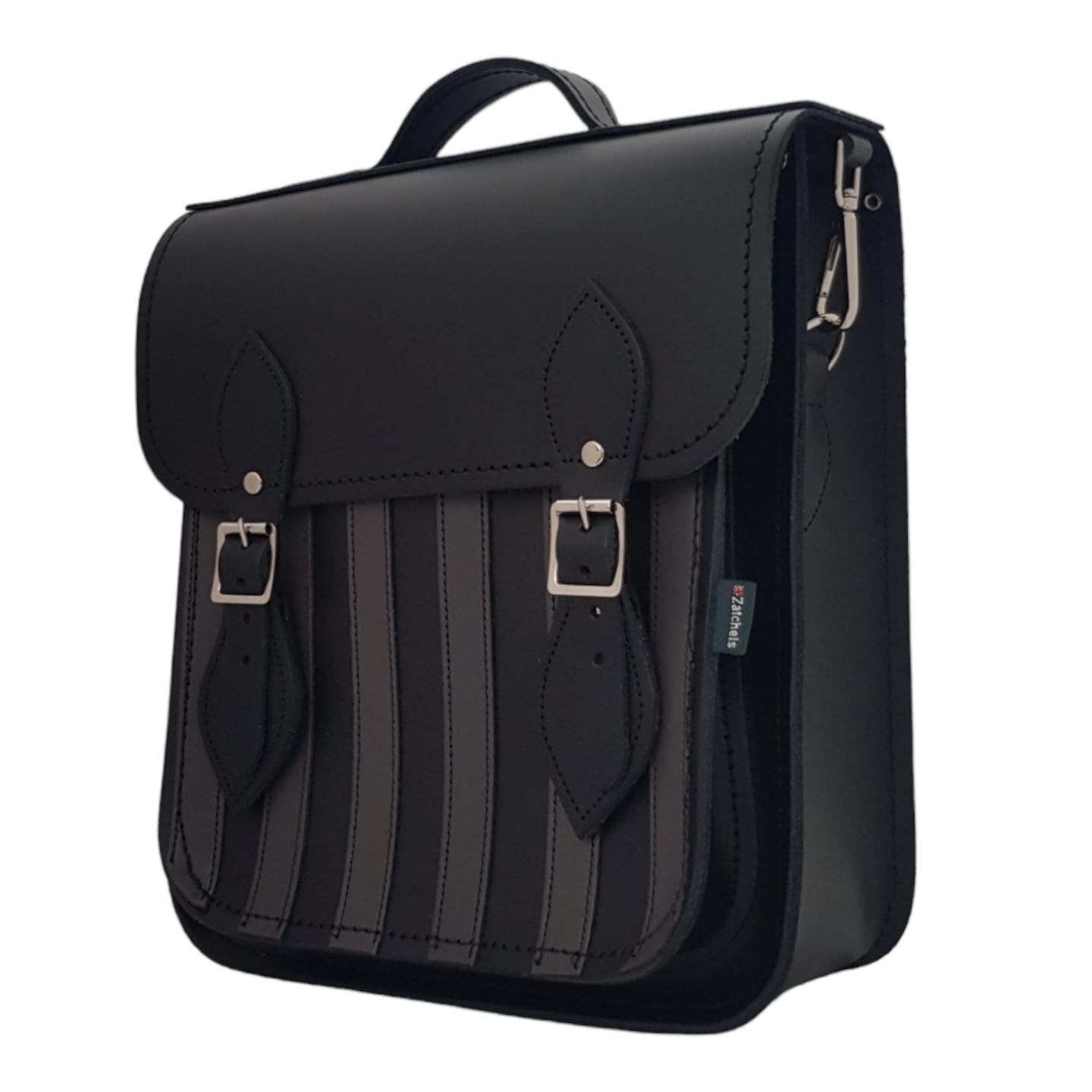 Handmade Leather City Backpack - Gothic Striped Grey &amp; Black