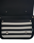 Leather Midi Satchel - Gothic Striped White & Black