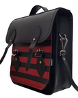 Handmade Leather City Backpack - Gothic Striped Red & Black