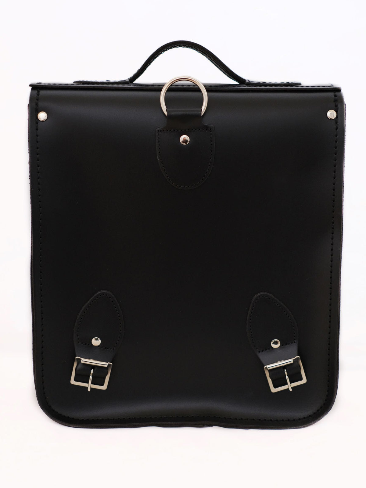 Handmade Leather City Backpack - Gothic Striped White &amp; Black