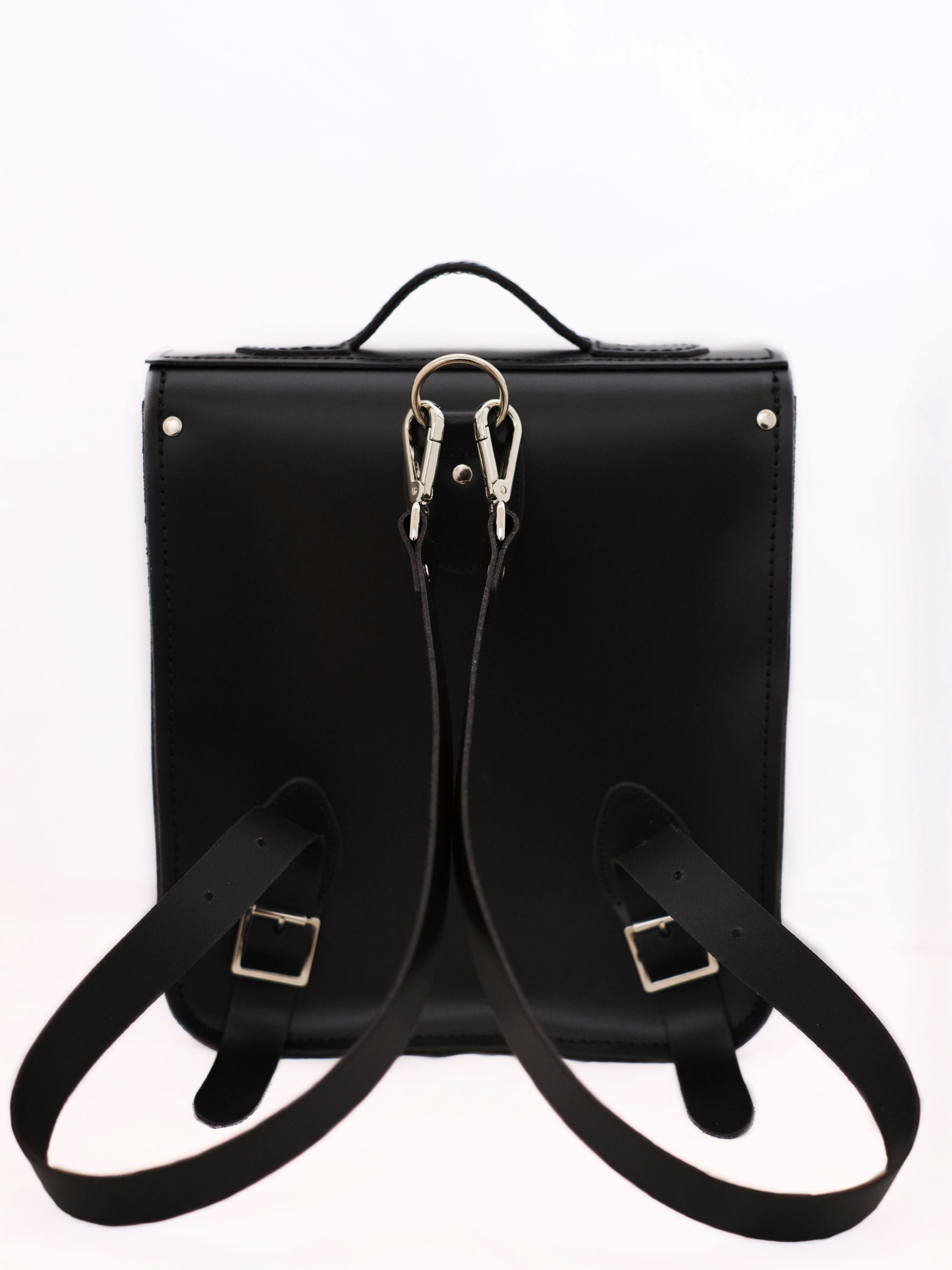 Handmade Leather City Backpack - Gothic Striped White &amp; Black