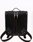Handmade Leather City Backpack - Gothic Striped White & Black