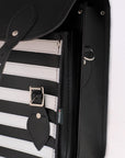 Handmade Leather City Backpack - Gothic Striped White & Black