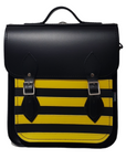 Handmade Leather City Backpack - Gothic Striped Yellow & Black